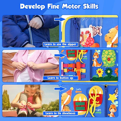FREYBLI Toddler Busy Board, Montessori Toys for Boy Birthday Gift, Educational Quiet Activity Busy Book for Toddlers, Travel Toys for Airplane Car
