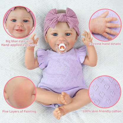 SCOM Realistic Reborn Baby Dolls - 20 Inch Lifelike Newborn Baby Dolls Adorable Girl, Real Life Baby Doll with Accessories, Soft Baby Doll Reborn Gift for 3+ Yrs Kids, Birthday, Christmas, Education