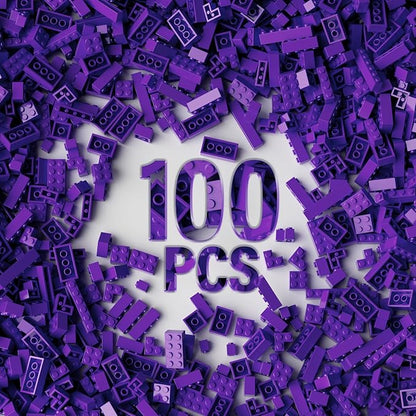 100 Piece Purple Classic Building Blocks, 12 Size Bricks Bulk, Compatible With Lego Parts and Pieces