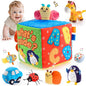 Baby Toys 6-12 Months, Mystery Montessori Sensory Soft Box Toy with 8 Stuffed Animals for 6 7 8 9 10 12 Month Old Babies Girl Boy Gifts Learning Busy Boxes Birthday for Infant & Toddler