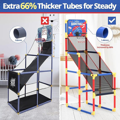 Kids Arcade Basketball Game with Electronic Scoreboard and Cheer Sounds, Indoor Outdoor Basketball Hoop with 4 Balls, Game Toy Gift for Ages 3-12 Boys and Girls
