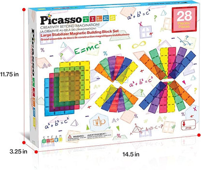 PicassoTiles Large Stabilizer Building Block Base Magnetic Building Block Tiles Jumbo XL Plate Foundation Kit Magnet Tile Stacking STEM Toy Set Compatible Education Construction Learning Square Set
