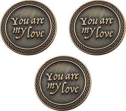Bulk Set of 3 Romantic Love Expression Coins, You are My Love, All I Want is You, Anniversary Pocket Tokens for Date Night, Love Gift for Men & Women, from Him or Her