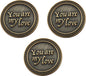 Bulk Set of 3 Romantic Love Expression Coins, You are My Love, All I Want is You, Anniversary Pocket Tokens for Date Night, Love Gift for Men & Women, from Him or Her
