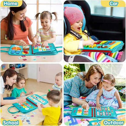 Winblo Toddler Busy Board - Montessori Toys for Toddler Boy Birthday Gift, Educational Learning Sensory Busy Book for Toddlers Boys, Airplane Car Travel Activities Toy for Toddlers