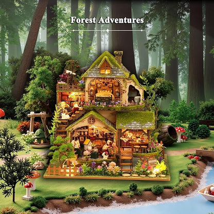 Miniature House Kit, Dollhouse Kit, Miniature Kit, DIY Mini House Building Kit for Adult, Forest Adventure