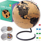 Mini Cork Globe 7.5" Tall | World Travel Map with Metallic & Colored Push Pins | 3D World Map Pin Board for Home or Office | Unique Gift for Travelers, Couples & Families Push Pins Map