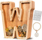 KMC Wooden Letter Piggy Bank, Personalized Initial Piggy Bank for Kids Boys, Clear Alphabet W Wood Money Box, Unbreakable Coin Saving Jar, Birthday, for Children