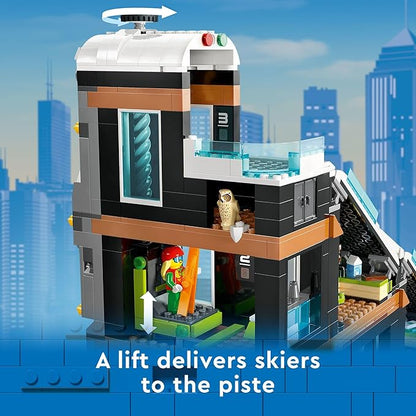 LEGO City Ski and Climbing Center 60366 Building Toy Set, 3-Level Building with a Ski Slope, 8 Minifigures and 2 Animal Figures for Imaginative Winter Sports Play, Christmas Toy for Kids and Ski Fans