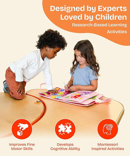 Toddler Busy Board Montessori Toys for Toddlers 1-3 Year Old Educational Activity Book Board Sensory Travel Toys Ages 2-4 Preschool Learning Fine Motor Skills Toy Quiet Book Gift for Kids