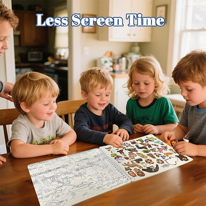 Find The Animal Sticker Book for Kids Ages 2-4, Include 20 Theme Stickers for Kids, Learning & Educational Toy, Find Over 400+ Hidden Object, Airplane Toys for Toddlers 3-5, Preschool Activities