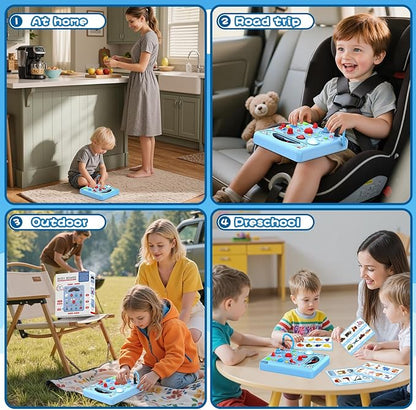 Busy Board Montessori Toys for Toddler 1 2 3 4 Year Old with 13 LED Lights, Sensory Toys Educational Learning for Toddlers 1-3, Activity Travel Toy Gifts for 1+ Year Old Boys and Girls