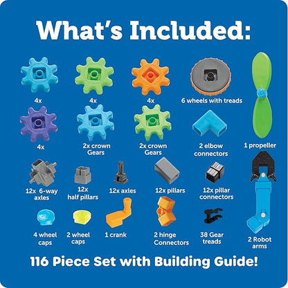 Learning Resources Gears! Gears! Gears! Robots in Motion Building Set - 116 Pieces, Ages 5+, Robot Toy, STEM Toys for Kids, Robots for Kids