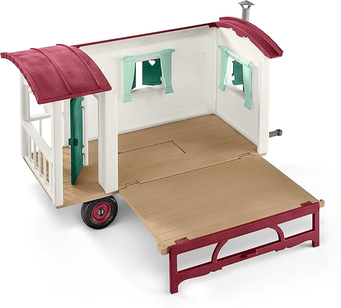 Schleich Horse Club - 113PC Interactive Camping Trip - Car and Camper Caravan Playset with Horse and Rider Figures, Dog Figurine and Accessories for Girls, Boys - Realistic Kids Toys Ages 5+ | 72205