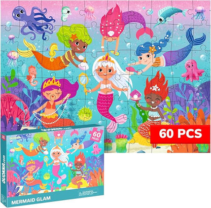 QUOKKA Puzzles for Kids Ages 4-6 – 60 Piece Jigsaw Puzzles for Toddlers Ages 3-5 with Mermaid – Quiet Time Toys for Preschoolers 2-4 – FSC Certified Educational Learning Game for Boys and Girls