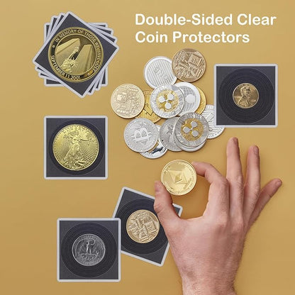 40 Pcs Clear Coin Collection Holders with Sponges 43mm Coin Capsules Morgan Silver Dollar Coin Snap Holder Protectors for Collectors (8 Adjustable Diameters: 19/21.5/24.5/27/31/33/38/40mm) (40)