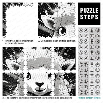 Sheep 500 Pieces 3D Animal for Adults Fun Thickened Wooden Jigsaw Puzzles Education Game Stress Relief Toy Toy Intellectual Game Decoration Challenge Educational 500pcs (52x38cm)