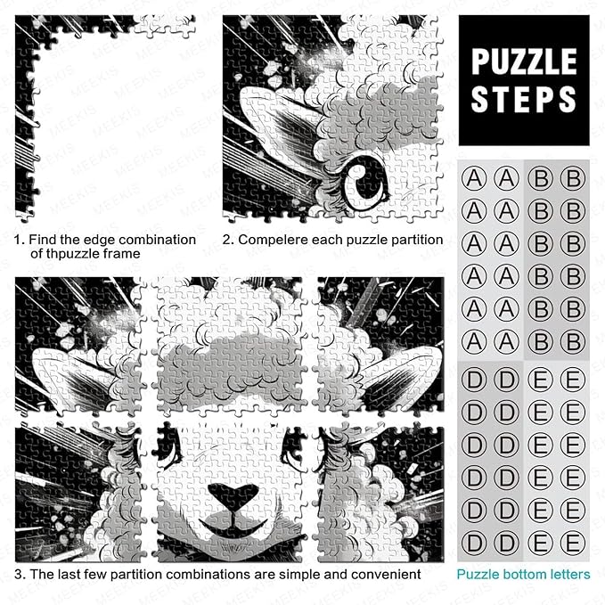 Sheep 1000 Pieces 3D Animal Thickened Wooden Jigsaw Puzzle for Adults Fun Toy Intellectual Game Home Decoration Stress Relief Toy Education Game Premium & Durable 1000pcs (75x50cm)