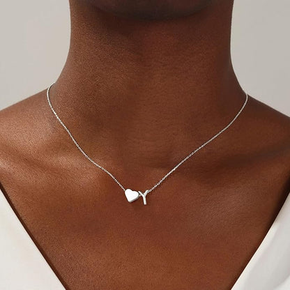 Turandoss Heart Initial Necklace for Women Teen Girls - 18K Gold Plated Letter A-Z Pendant Necklace Dainty Heart Necklaces Tiny Initial Necklaces Birthday Gifts for Women Jewelry