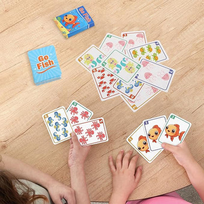 Card Games for Kids Toddlers,Go Fish,Old Maid,Slap Jack and Memory Match,4 Decks in 1 Pack,Fun Educational Gard Games for Family Game Night Table Games,Great Easter Basket Stuffers