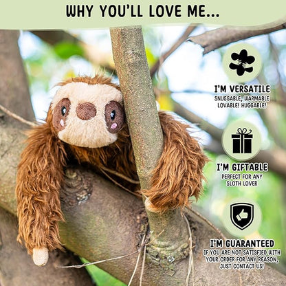 Happy Fuel Sloth Microwavable 1.5 lbs Unscented Heating Pad for Women & Kids - Cute Soft Cozy Pillow Plush Heatable Warm Stuffed Animals - Kawaii Hot & Cold Plushie Toy - Sloth Gifts for Girls & Boys