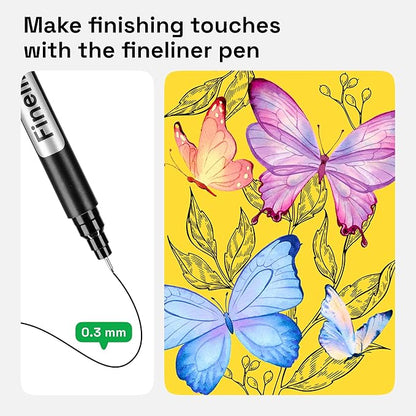 ARTISTRO 12 Watercolor Markers with Flexible Paint Brush Pens for Pros & Beginners - Consistent, Smooth, Bright, Washable, Non-Toxic, Ideal for Coloring, Calligraphy, & Manga