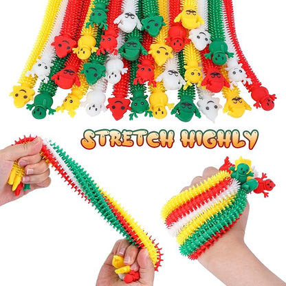 32 Pcs Christmas Stretchy Strings Fidget Toys, Colorful Stretchy Fidgets Sensory Toys, Stress Relief Stretch Sensory Bracelet String with Xmas Tree Santa Claus Snowman Elk for Party Favors (Convex)
