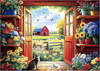 Jeaiciro 100 Piece Puzzles for Kids Ages 5-8 & 8-10, Flower House Farm Jigsaw Puzzle, Large Piece Puzzles for Seniors & Adults, Educational Toy for Boys and Girls Family Fun Gift Set for Child