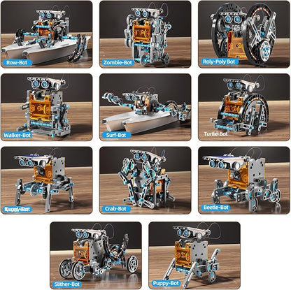STEM Toys for Ages 8-13, Solar Powered Kits Toys Robotics for Kids Ages 8-12, Educational Building Science Experiment Kit, Boys Gifts for Kids 8 9 10 11 12 13 Years Learning Projects (Gray)