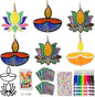 Cinrobiye 24 Set Happy Diwali Craft Kits Diwali Party Favors Foil Art DIY Lotus Flower Hanging Ornaments Festival of Lights Deepavali Paint Craft for Indian Temple Sunday Classroom Activity Supplies