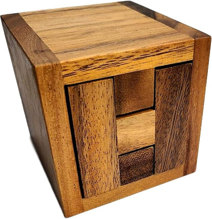 Haselgrove Box Wood Brain Teaser Puzzle - Can You Remove The Pieces?