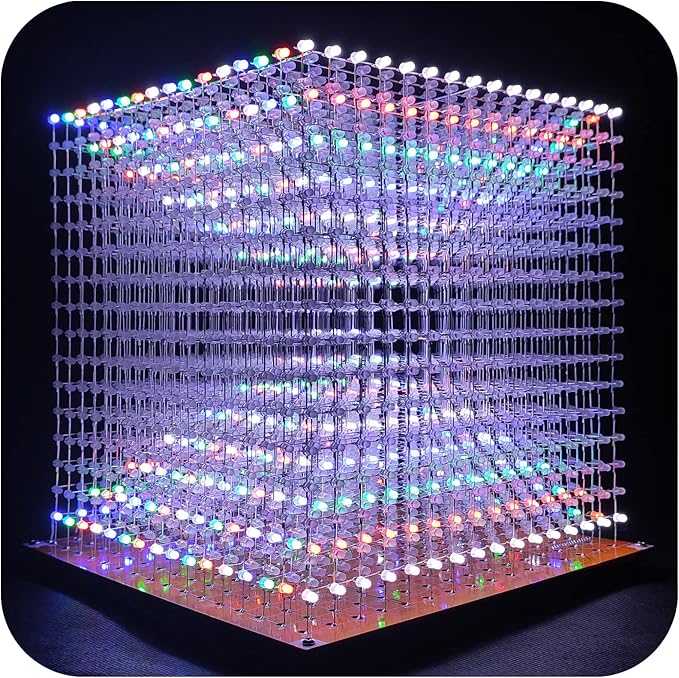 Mini 3D Led Cube DIY Electronics Kit Soldering Project Kit (3D16MINI-MULTI4-KIT)
