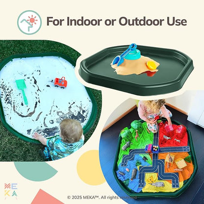 MEKA Tuff Tray for Sensory Play, Sensory Tray for Kids, Toddler Water Table, Tuff Spot Sensory Bin for Toddlers (Dark Green, Large (38" x 38"))