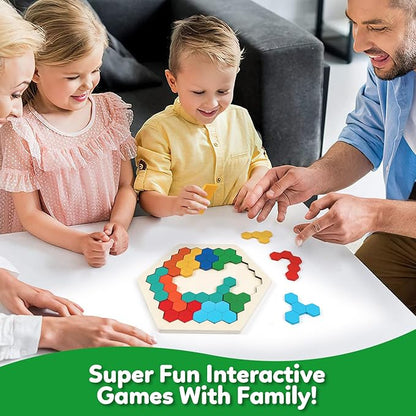 Wooden Puzzles Blocks Brain Teasers Logic Games for Classroom & Party Times,Jigsaw Puzzle Intelligence STEM Montessori Educatioanl IQ Toys Games for Kids Boys Girls Ages 3+ (2 Pack)