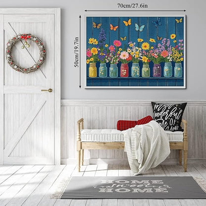 Wildflower Puzzles for Adults 1000 Pieces, Colorful Flower Garden Jigsaw Puzzles, Nature Butterfly Floral Vase Puzzle