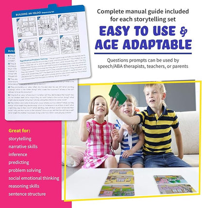 SPARK INNOVATIONS Sequencing and Storytelling Cards, Speech Therapy Game, Special Education Materials, Sentence Building, Problem Solving, English Language Learners (Sequence Cards 1 and 2 Combo)