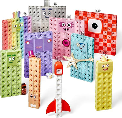 hand2mind Numberblocks Heroes with Zeroes MathLink Cubes Activity Set, Preschool Learning Activities, Math Manipulatives Kindergarten, Counting Blocks, Number Linking Cubes, Kids Educational Toys