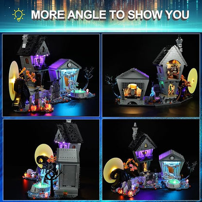 LED Light Kit for Lego 21351 Disney Tim Burton's The Nightmare Before Christmas Set, Blue Underglow Lights Compatible with Lego 21351 Set (Not Include Blocks Set)