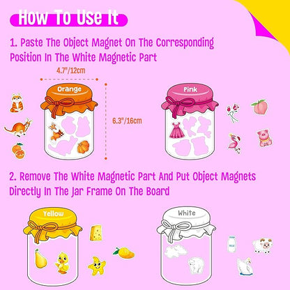 12 Pieces Magnetic Color Sorting Toys, 60 Color Magnets Educational Refrigerator Whiteboard for Baby Toddlers Kids Magnets