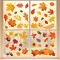 Whaline 124Pcs Fall Window Clings Colorful Maple Leaves Pumpkin Pine Reusable Window Decals for Autumn Thanksgiving Harvest Party Seasonal Holiday Home School Supplies