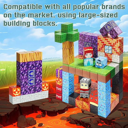 Magnetic Blocks, 1-inch Size Building Toys,Magnetic Cubes Building Blocks Toys for Halloween Christmas Birthday Gift - STEM Sensory Toys for 3+ Years Old Girl Boys