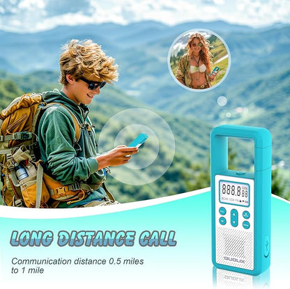 Walkie Talkie,with FM/NOAA, Weather Alert, LED Flashlight-USB Charging,Flashlight for Field, Survival Biking Hiking Camping（Blue Rose）