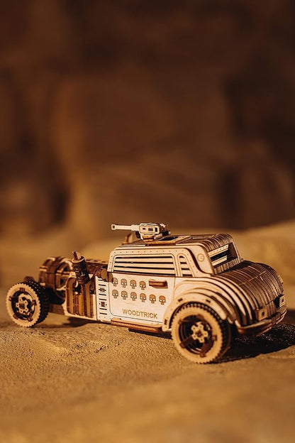 Wood Trick Apocalyptic Car 3D Wooden Puzzles for Adults and Kids to Build - Rides up to 26 feet - Wooden Model Car Kits to Build for Adults
