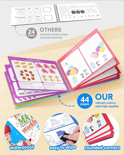 Coogam Math Learning Game for Kids Age 3-8, Number Tracing Handwriting Practice Workbook, Math Addition and Subtraction, Montessori Educational Preschool Learning Activities Gift Toy