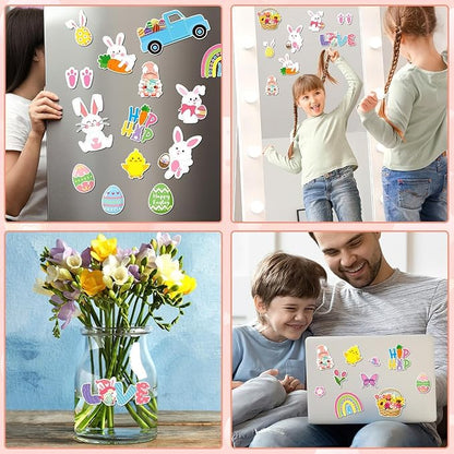 MARFOREVER 25 Pieces Easter Window Gel Clings Happy Easter Rabbit Egg Window Clings Colorful Spring Bunny Sticker Decal for Kids Home Classroom Nursery Shop Glass Decor Display