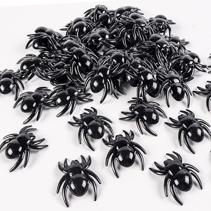 Crazy Night 50Pcs Realistic Spider Toys Halloween Vase Filler Prank Props Mini Acrylic Spider