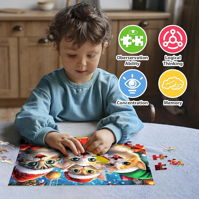 4 Packs 100 Piece Puzzles for Kids Ages 4-6 6-8 - Lovely Animals Selfies, Large Piece Puzzles for Seniors Adults Puzzle for Kids Ages 8-10 Educational Learning Puzzle Toys Gifts for 5 Year Old Child
