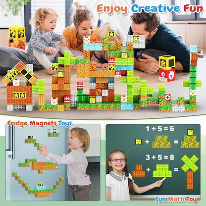 100PCS Magnetic Blocks - Building Cube Game Toys for Kids Ages 3-5 4-8 8-12, STEM Sensory Toys for Boys & Girls 3+, Stacking Toy Gifts for Toddlers Christmas Birthday, Educational Construction Toys