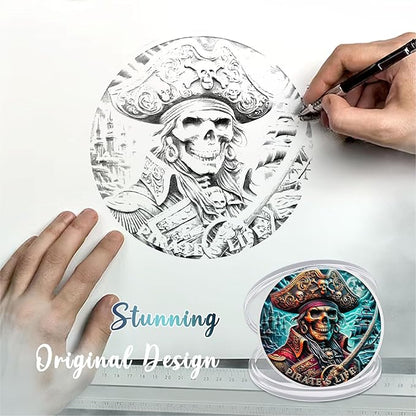 CHURYUML Pirate Coin - Skull Challenge Coins, Adventure Medallions for Fantasy Fans Pirate-Themed Gifts for Pirate Lovers Enthusiasts Unique Inspirational Gifts