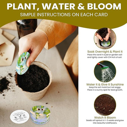 25 Plantable Seed Paper Cards- Earth Circles with Wildflower Seeds, Kids Craft Activity, Educational Garden Party Favor, School Crafts - 2.5 inch
